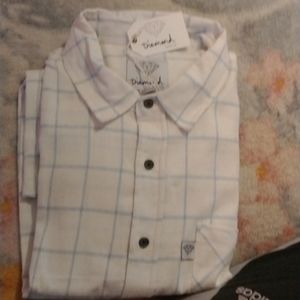 Diamond supply co. XL Cream and blue buttondown